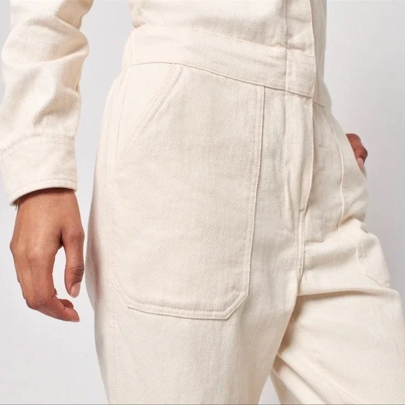 Faherty Overland Twill Jumpsuit Natural Off White Cream Size XS - Picture 4 of 11